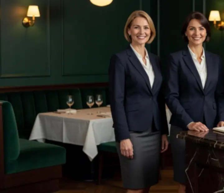 Zespół rezerwacji Strefanovika w eleganckim wnętrzu bistro